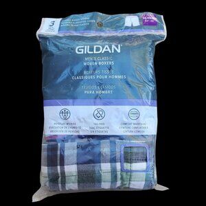 Gildan Men's 2XL (44"-46") Classic Woven Boxers 3 Pack Moisture Wicking